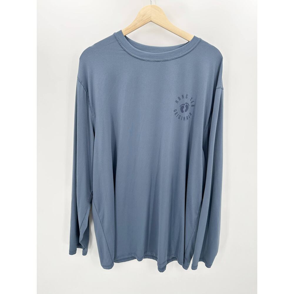 Hang Ten Shirt Men 2XL Blue UV Protection Long Sleeve UPF 60+ Crew Neck Logo